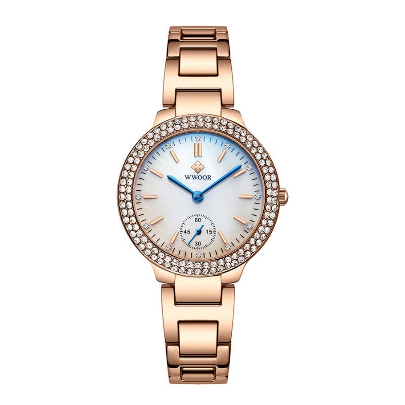 Crystal Casual Stijl Dames Polshorloge Roestvrij Stalen Band Quartz Horloges