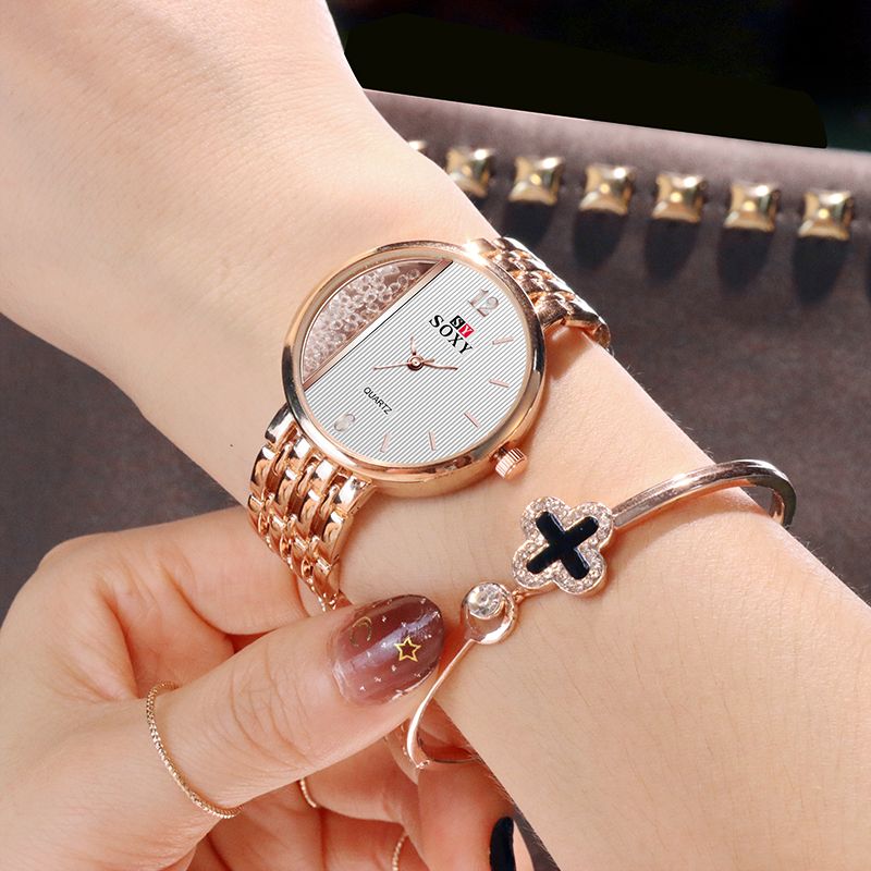 Crystal Casual Stijl Dames Polshorloge Uniek Design Quartz Horloge