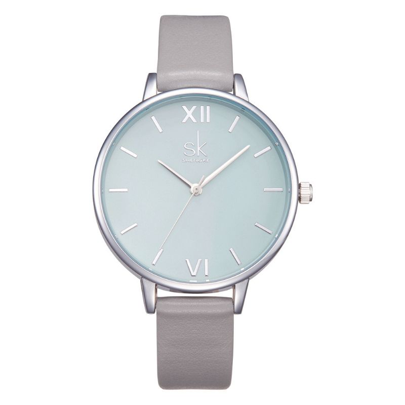 Eenvoudig Design Dames Polshorloge Casual Stijl Lederen Band Quartz Horloges