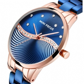 Eenvoudig Verwaardigen Elegante Kristallen Dames Polshorloge Roestvrij Staal Quartz Horloge