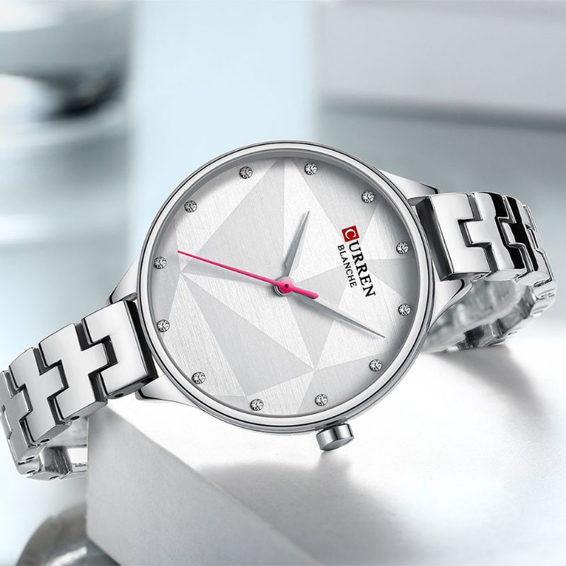 Elegant Design Dames Polshorloge Crystal Volledig Stalen Quartz Horloge