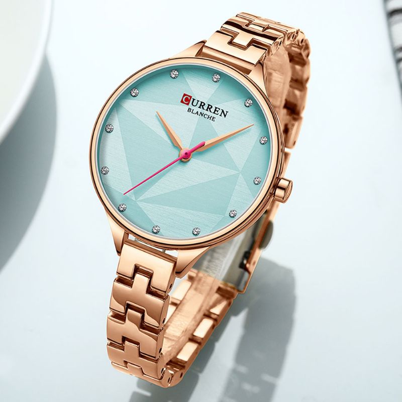 Elegant Design Dames Polshorloge Crystal Volledig Stalen Quartz Horloge