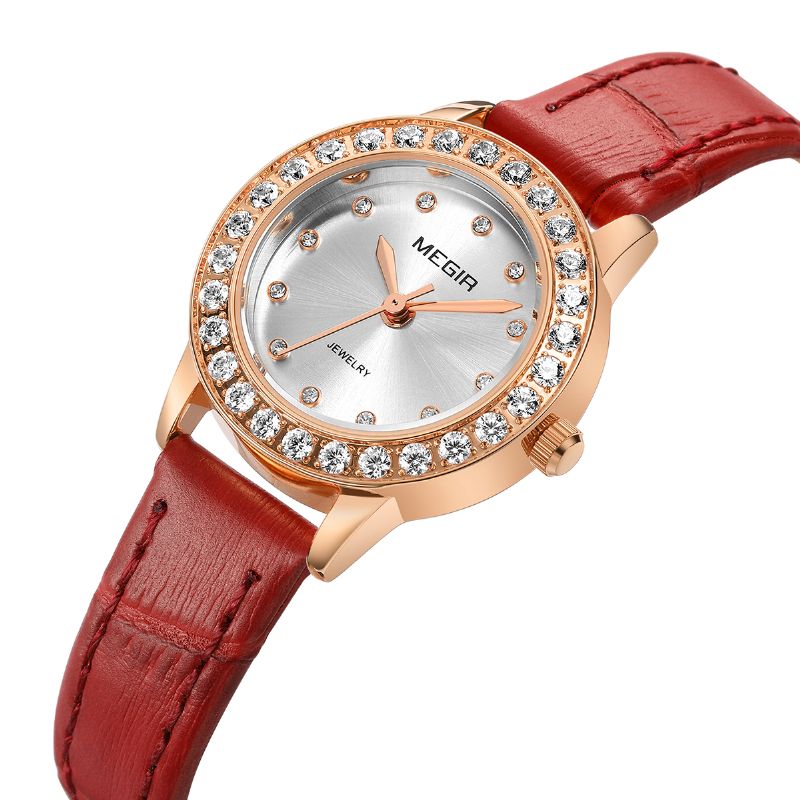 Elegant Design Dames Polshorloge Echt Lederen Band Quartz Horloge