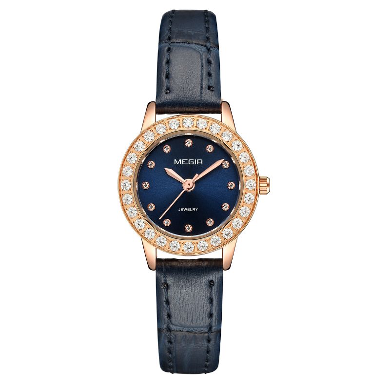 Elegant Design Dames Polshorloge Echt Lederen Band Quartz Horloge