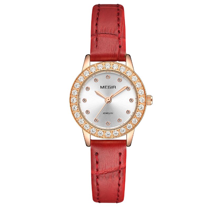 Elegant Design Dames Polshorloge Echt Lederen Band Quartz Horloge