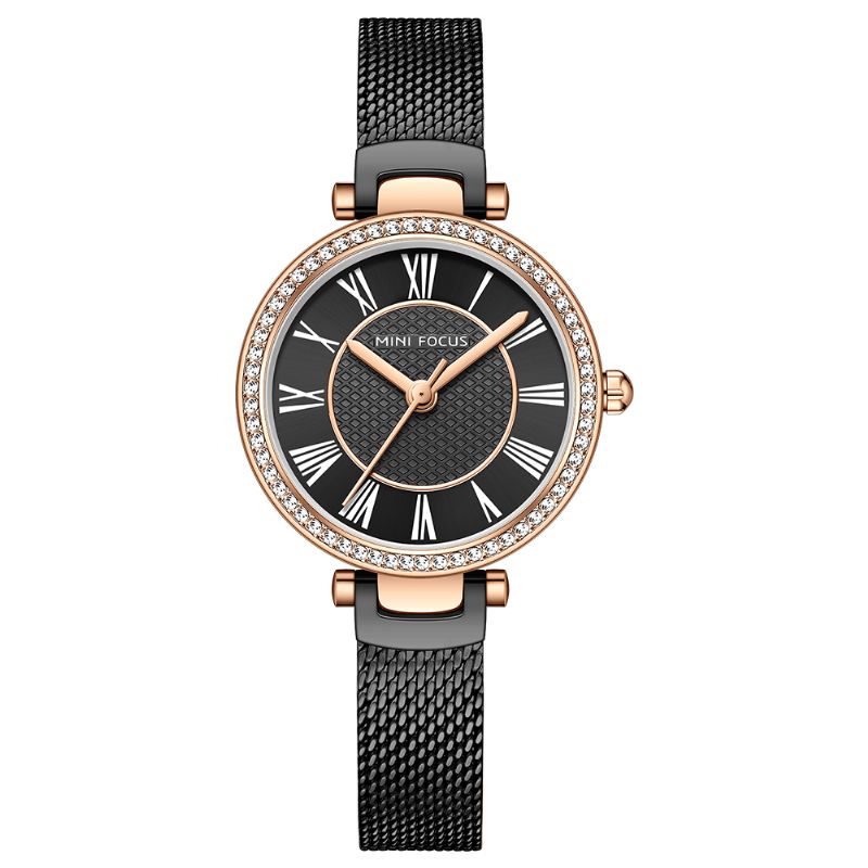 Elegante Dameshorloge Mode Casual Stalen Band Kristal Waterdicht Quartz Horloge