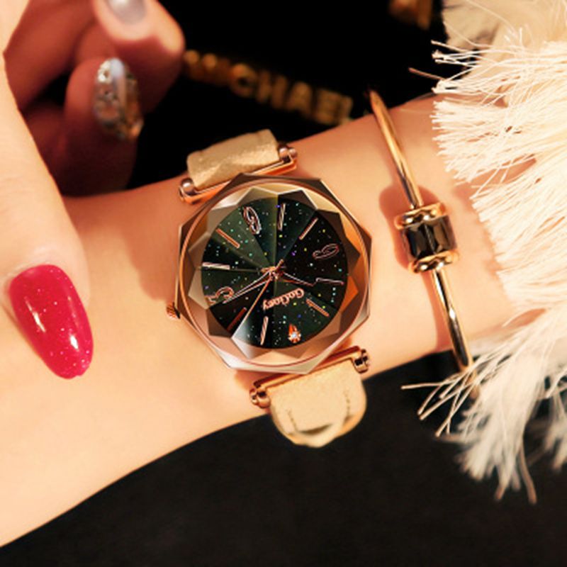 Elegante Sterrenhemel Decoratie Mesh Staal Mode Vrouwen Horloge Quartz Horloge