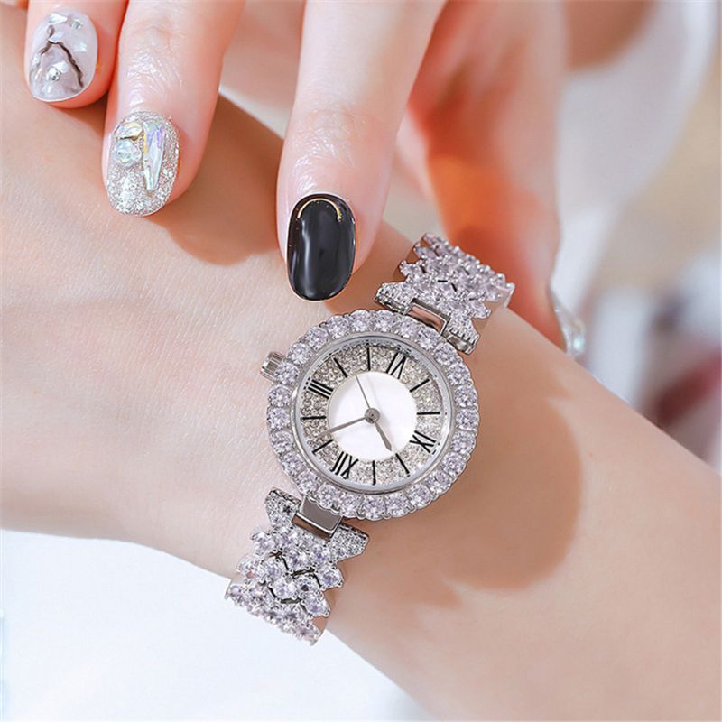 Horloge Set Luxe Elegante Stijl Dames Quartz Horloge Met Diamanten Bezaaide Armband Voor Moeders Vriendin Dames