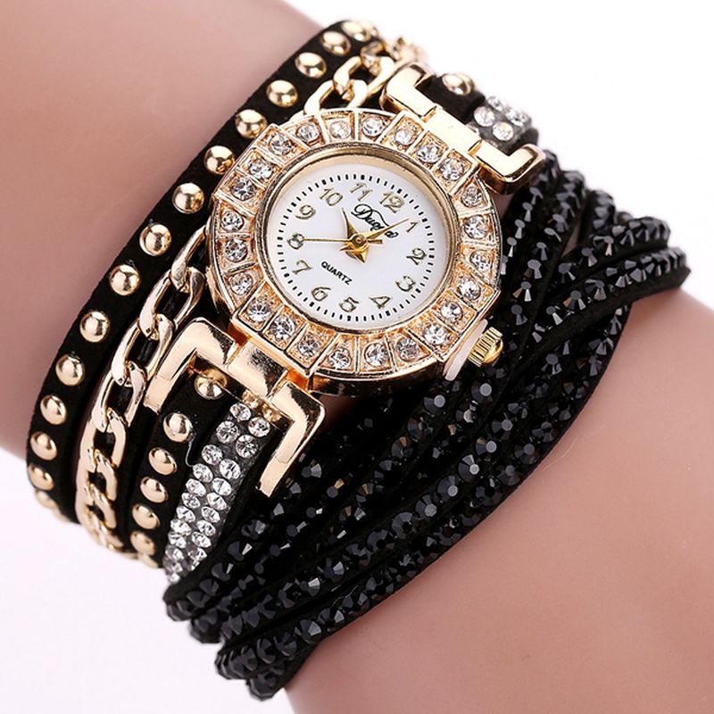 Luxe Nation Style Crystal Gouden Armband Horloge Dames Vintage Quartz Horloges