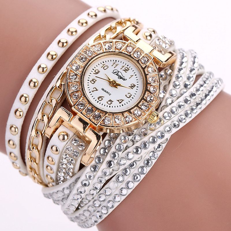 Luxe Nation Style Crystal Gouden Armband Horloge Dames Vintage Quartz Horloges