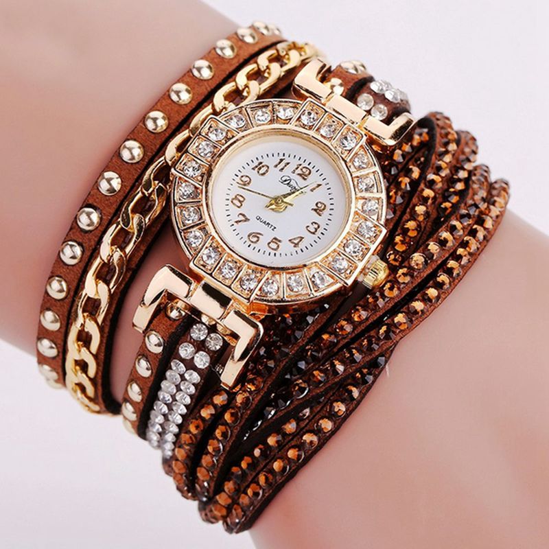 Luxe Nation Style Crystal Gouden Armband Horloge Dames Vintage Quartz Horloges