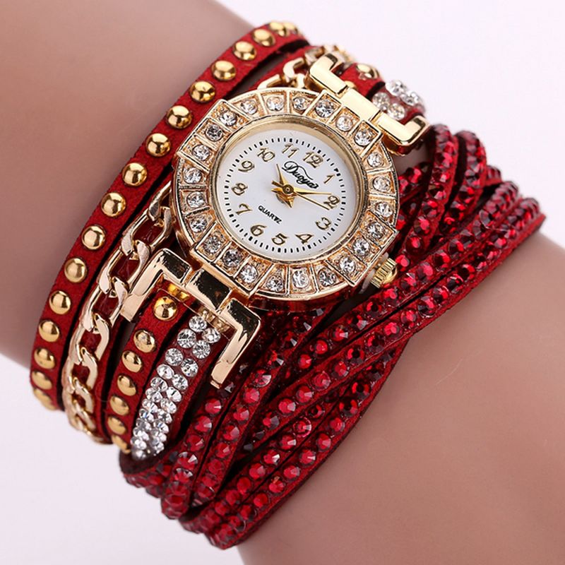 Luxe Nation Style Crystal Gouden Armband Horloge Dames Vintage Quartz Horloges