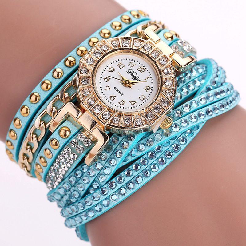 Luxe Nation Style Crystal Gouden Armband Horloge Dames Vintage Quartz Horloges