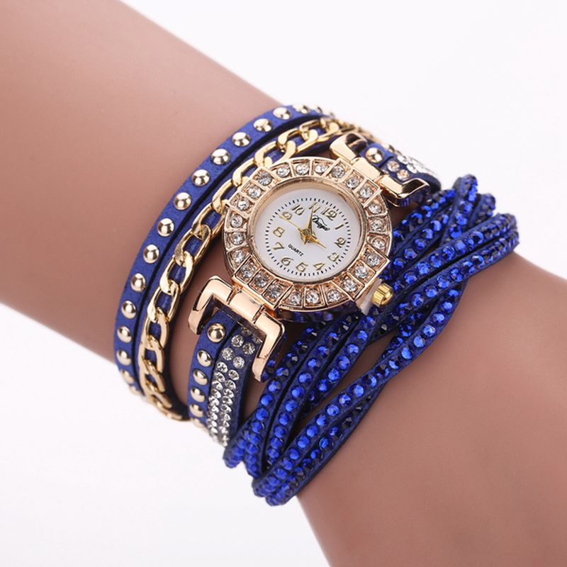 Luxe Nation Style Crystal Gouden Armband Horloge Dames Vintage Quartz Horloges