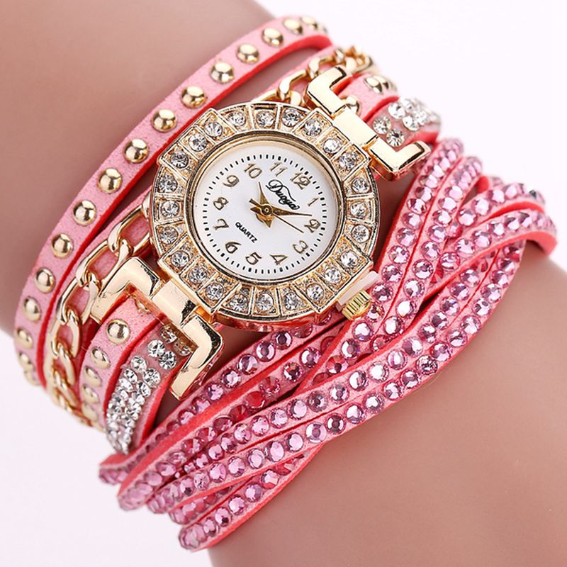 Luxe Nation Style Crystal Gouden Armband Horloge Dames Vintage Quartz Horloges