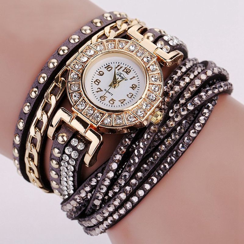 Luxe Nation Style Crystal Gouden Armband Horloge Dames Vintage Quartz Horloges