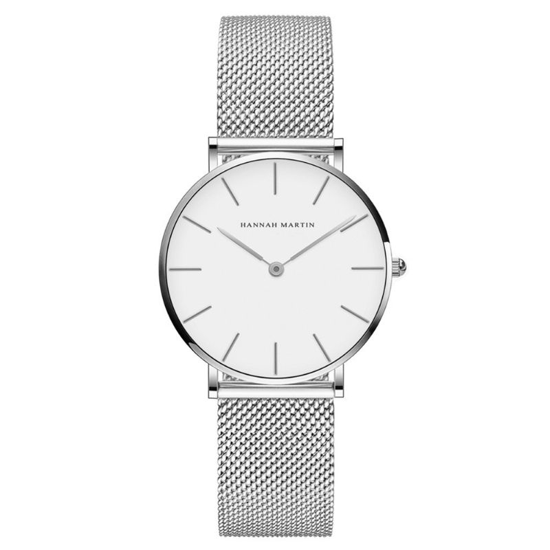 Mode Casual Eenvoudige Grote Wijzerplaat Stalen Mesh Band Waterdicht Dames Quartz Horloge