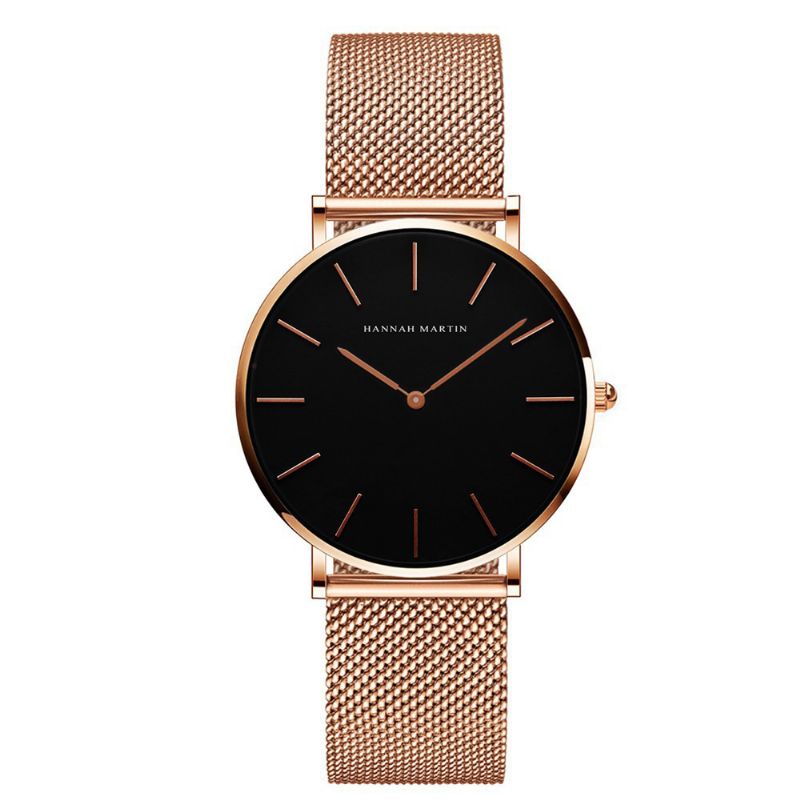 Mode Casual Eenvoudige Grote Wijzerplaat Stalen Mesh Band Waterdicht Dames Quartz Horloge