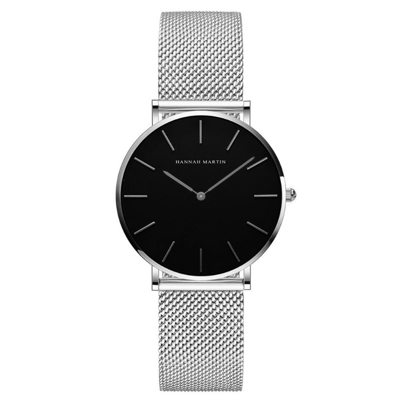 Mode Casual Eenvoudige Grote Wijzerplaat Stalen Mesh Band Waterdicht Dames Quartz Horloge