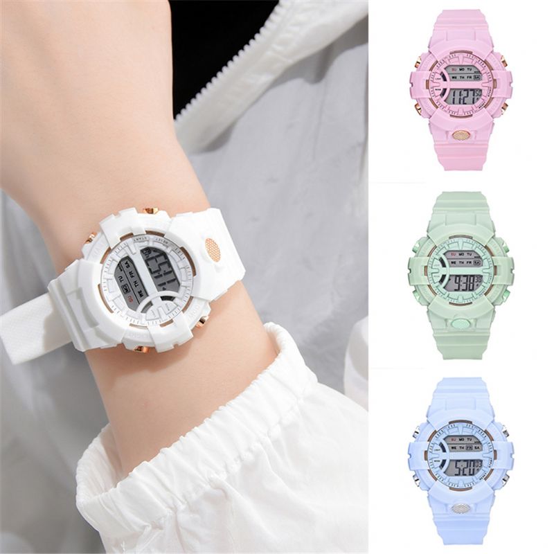 Mode Casual Time Week Display Siliconen Band Led Digitaal Horloge Dameshorloge