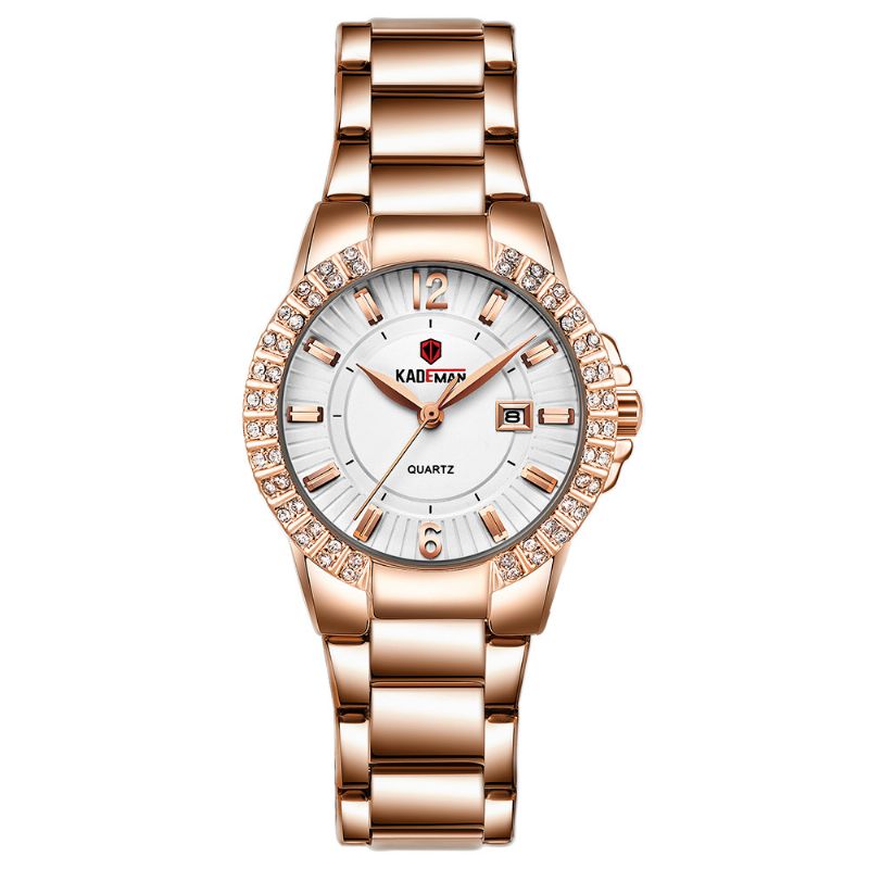 Mode Dames Horloge Licht Luxe Waterdicht Datumweergave Roestvrij Stalen Band Quartz Horloge