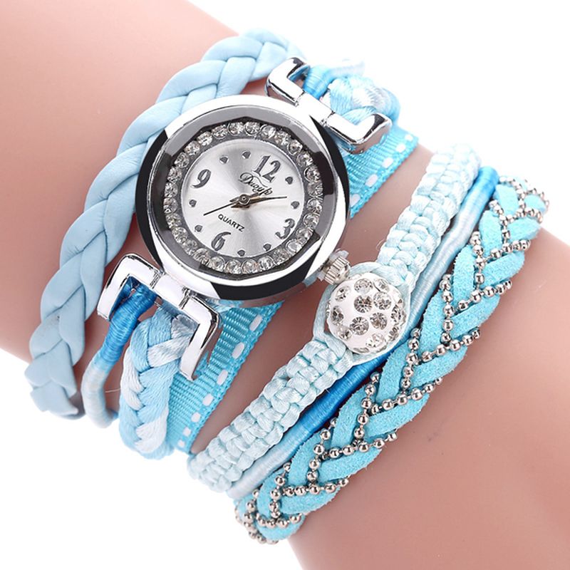 Modieuze Fijne Lederen Band Kronkelende Dames Armband Horloge Gevlochten Quartz Horloges