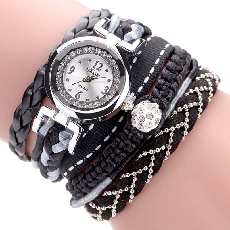 Modieuze Fijne Lederen Band Kronkelende Dames Armband Horloge Gevlochten Quartz Horloges