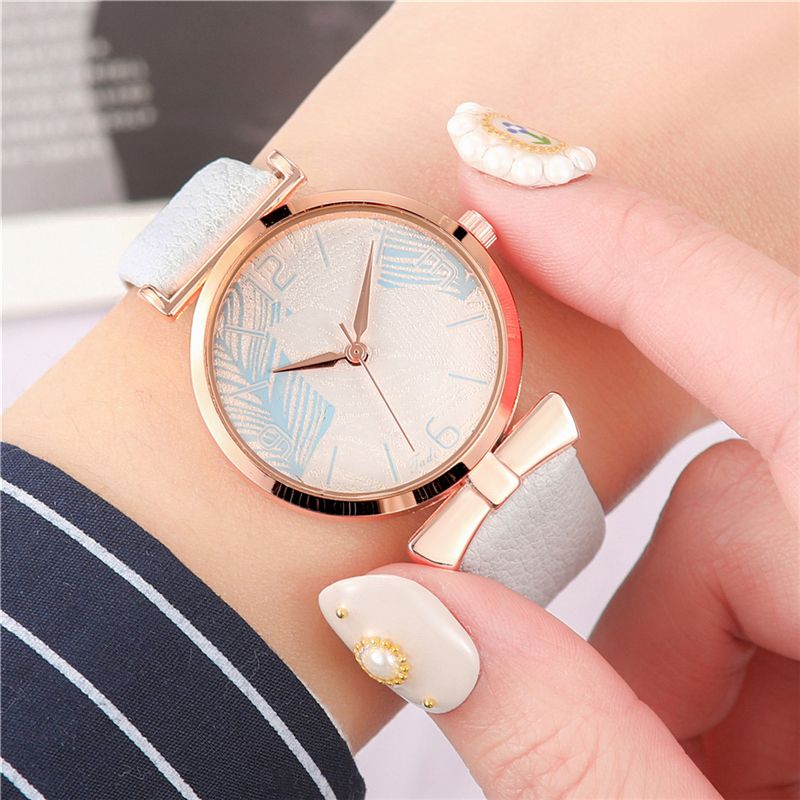 Modieuze Grappige Trendy Dames Horloges Boom Patroon Wijzerplaat Rose Gouden Kast Lederen Band Quartz Horloge