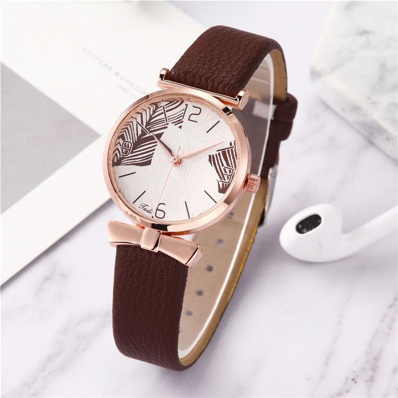 Modieuze Grappige Trendy Dames Horloges Boom Patroon Wijzerplaat Rose Gouden Kast Lederen Band Quartz Horloge