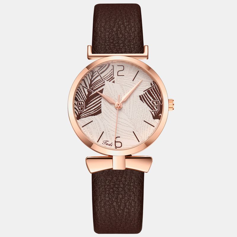 Modieuze Grappige Trendy Dames Horloges Boom Patroon Wijzerplaat Rose Gouden Kast Lederen Band Quartz Horloge