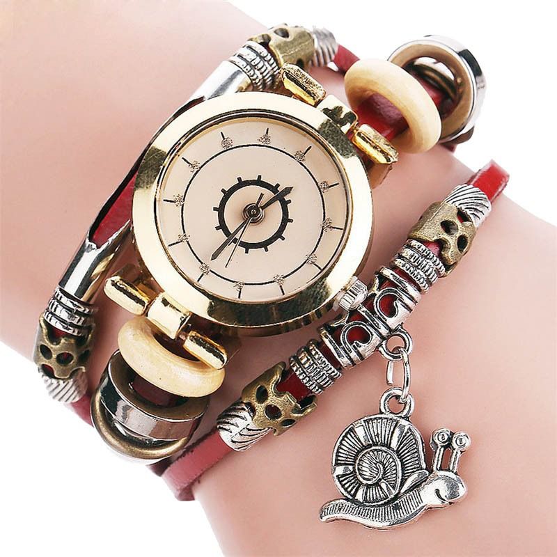 Originele Residentiële Stijl Retro Dames Jurk Diamanten Wijzerplaat Lederen Band Dames Quartz Horloge