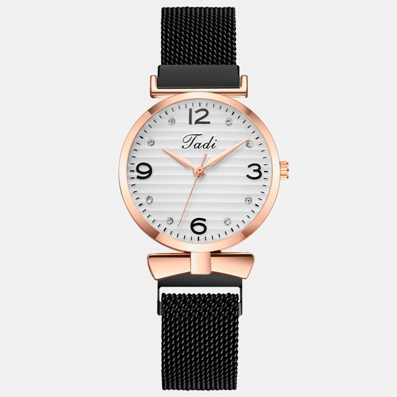 Trendy Eenvoudig Elegant Ontwerp Wilde Dameshorloges Mesh Band Rose Gouden Kast Quartz Horloge