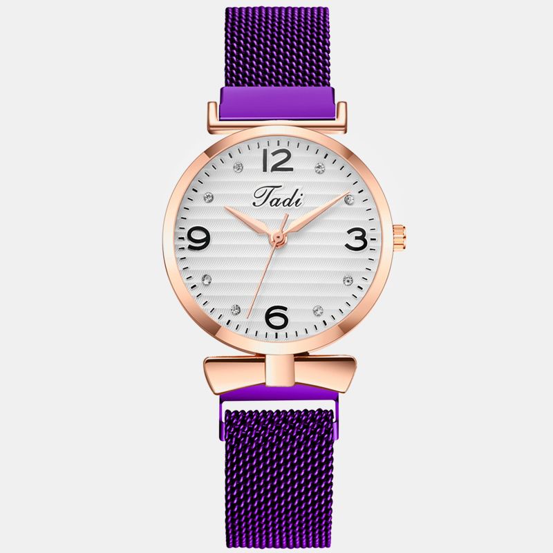 Trendy Eenvoudig Elegant Ontwerp Wilde Dameshorloges Mesh Band Rose Gouden Kast Quartz Horloge