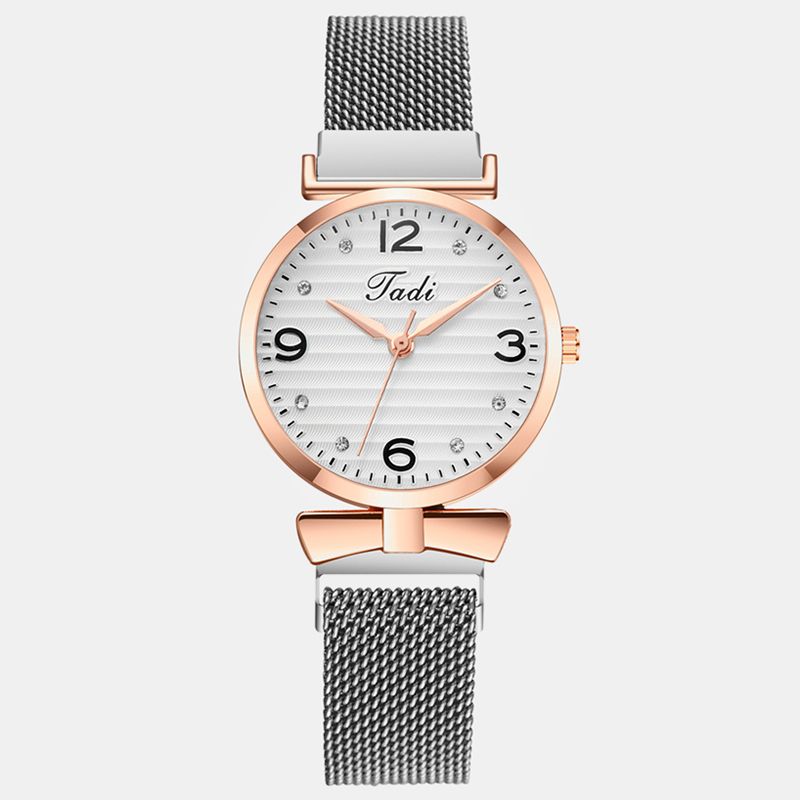 Trendy Eenvoudig Elegant Ontwerp Wilde Dameshorloges Mesh Band Rose Gouden Kast Quartz Horloge