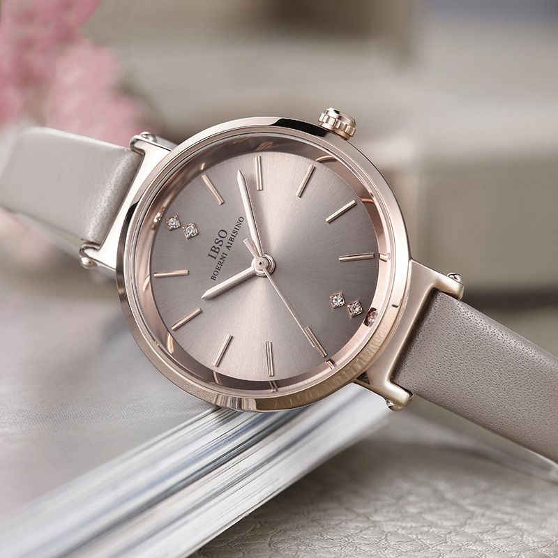 Ultra Dunne Dames Polshorloge Kristal Elegant Design Lederen Band Quartz Horloge