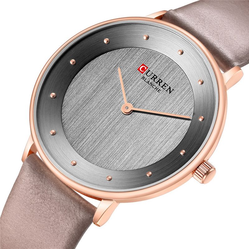 Ultradunne Wijzerplaat Casual Stijl Quartz Horloge Lederen Band Zakelijk Dameshorloge