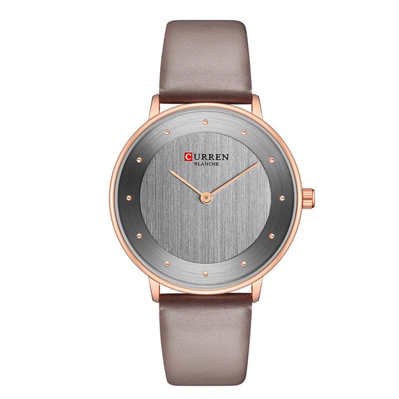 Ultradunne Wijzerplaat Casual Stijl Quartz Horloge Lederen Band Zakelijk Dameshorloge