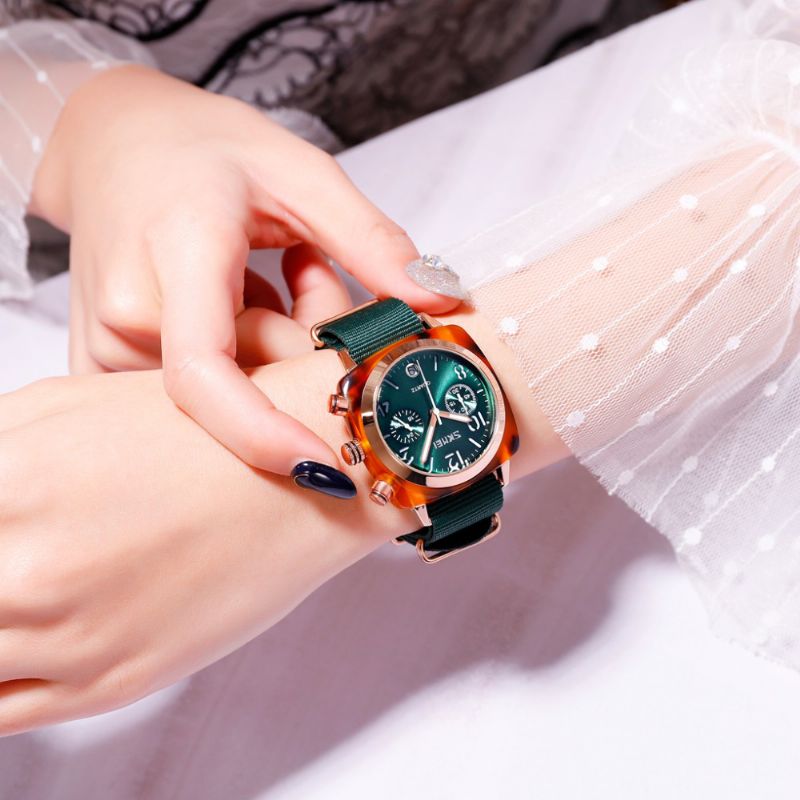 Uniek Ontwerp Multi-dial Lichtgevende Waterdichte Dames Polshorloge Quartz Horloge