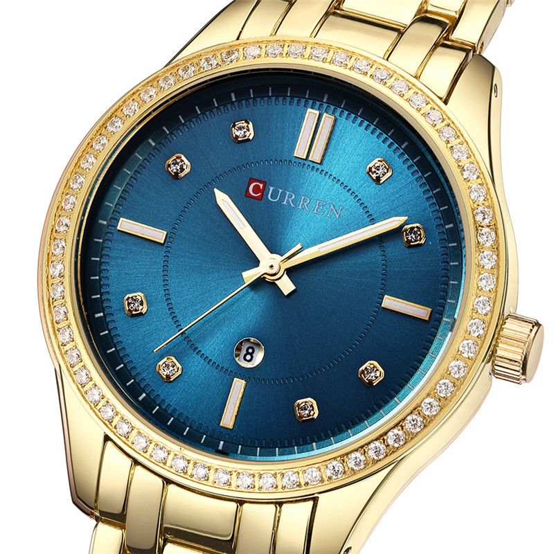 Waterdicht Crystal Elegant Design Dames Polshorloge Datumweergave Quartz Horloge