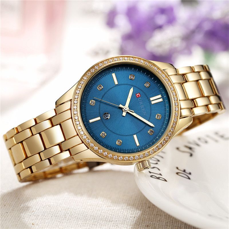 Waterdicht Crystal Elegant Design Dames Polshorloge Datumweergave Quartz Horloge