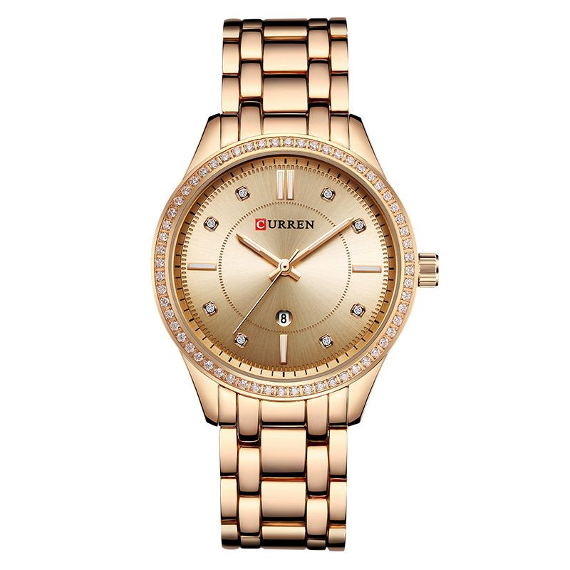 Waterdicht Crystal Elegant Design Dames Polshorloge Datumweergave Quartz Horloge