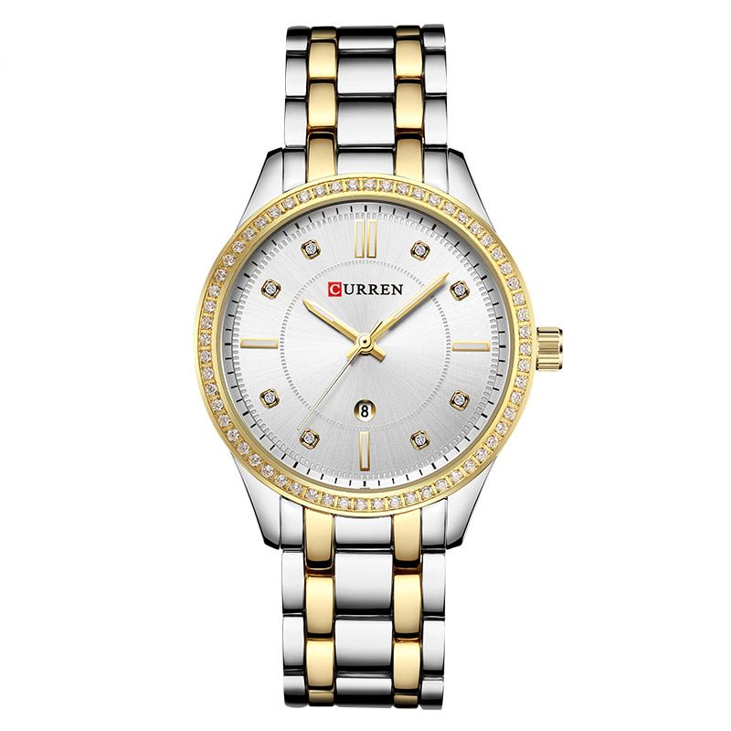 Waterdicht Crystal Elegant Design Dames Polshorloge Datumweergave Quartz Horloge