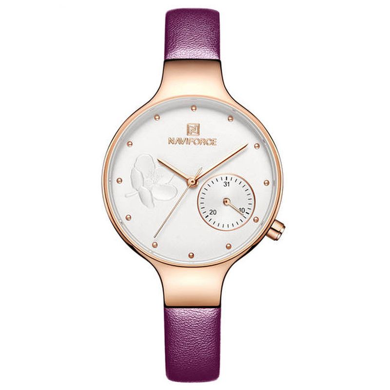 Waterdichte Elegante Dames Polshorloge Lederen Band Quartz Horloge