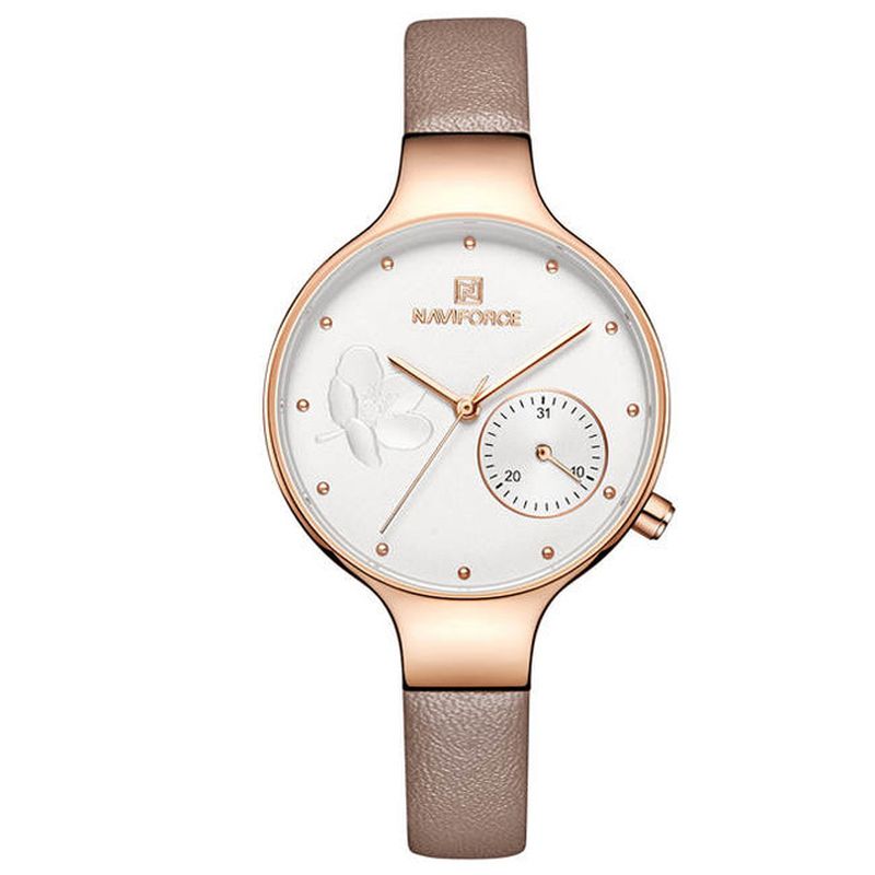 Waterdichte Elegante Dames Polshorloge Lederen Band Quartz Horloge