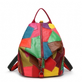 Dames Casual Patchwork Echt Leer Grote Capaciteit Schoudertassen Crossbody Tassen