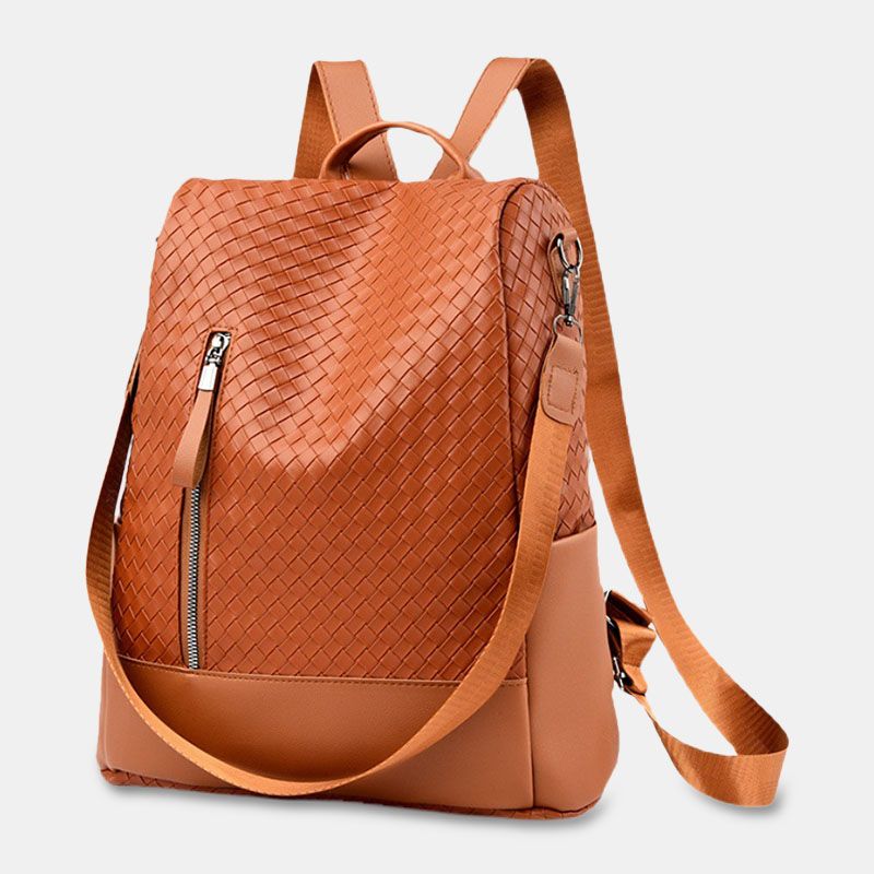 Dames Pu Soft Leather Diamond Lattice Pattern Rugzak Grote Capaciteit Multi-pocket Schoudertas