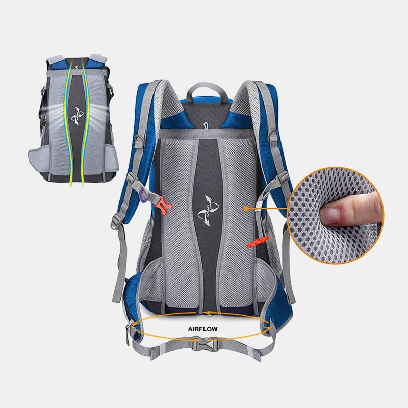 Mannen 40l Ademende Multi-pocket Waterzak Magazijn Ontwerp Rugzak Outdoor Reizen Wandelen Camping Tas Met Regenhoes