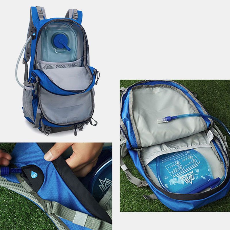 Mannen 40l Ademende Multi-pocket Waterzak Magazijn Ontwerp Rugzak Outdoor Reizen Wandelen Camping Tas Met Regenhoes