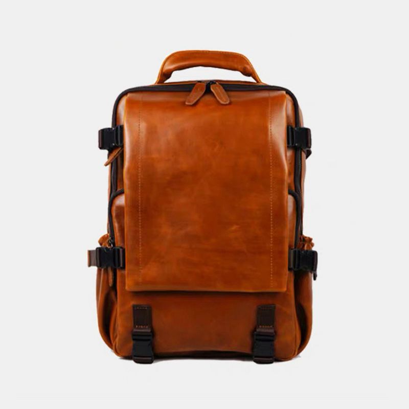 Mannen Kunstleer Grote Capaciteit Casual Zakelijke Retro Mode 13.3 Inch Laptoptas Rugzak