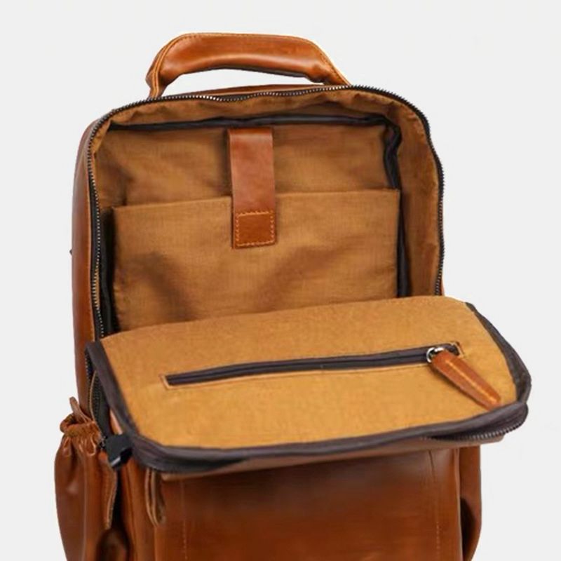 Mannen Kunstleer Grote Capaciteit Casual Zakelijke Retro Mode 13.3 Inch Laptoptas Rugzak